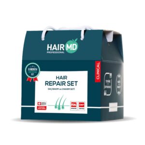 HairMD Repair Set 1 Month – shampoo 250ml, spray, supplements HairMD Repair Set 3 Months – complete anti hair loss kit HairMD Repair Set 6 Months – long-term hair regrowth program HairMD Repair Shampoo 250ml for scalp repair and hair growth HairMD Spray Serum 60ml – daily scalp revitalizer HairMD Advanced Plus Supplements – 60 tablets for hair health HairMD Hair Repair Kit – clinical solution for thinning hair